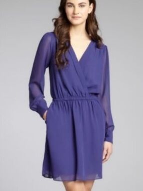 BCBGeneration Royal Blue Long-Sleeve Wrap Dress SZ: Small